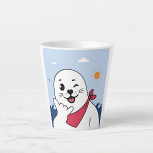 Winking Seal Wearing a Bandana Throwing Shaka Sign Latte Mug
