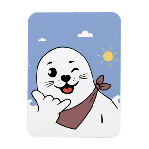 Winking Seal Wearing a Bandana Throwing Shaka Sign Magnet