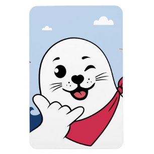 Winking Seal Wearing a Bandana Throwing Shaka Sign Magnet