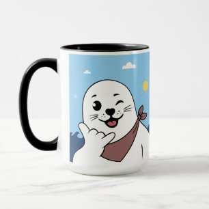 Winking Seal Wearing a Bandana Throwing Shaka Sign Mug