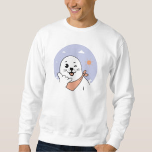 Winking Seal Wearing a Bandana Throwing Shaka Sign Sweatshirt