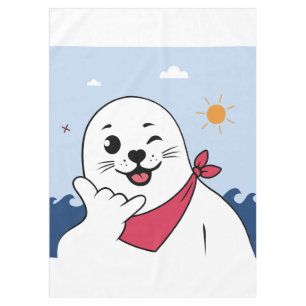 Winking Seal Wearing a Bandana Throwing Shaka Sign Tablecloth