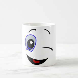 WINKING SMILEY FACE COFFEE MUG