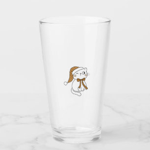 Winking Winter Cat Glass
