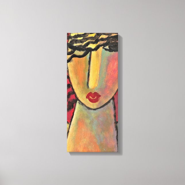 Winking Woman Abstract Acrylic Painting Canvas Print (Front)