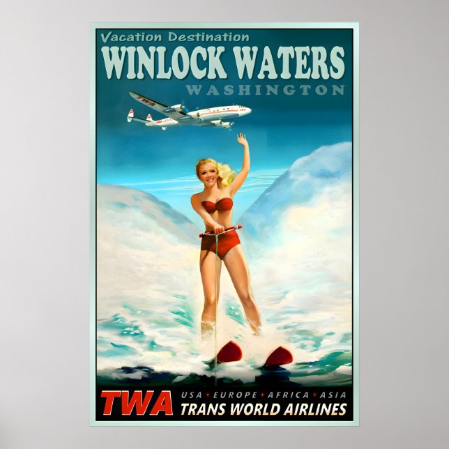 Winlock Waters Washington TWA Trans World Airlines Poster (Front)