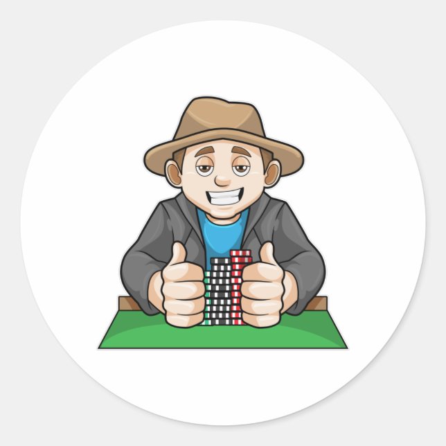 Winner at Poker Classic Round Sticker (Front)