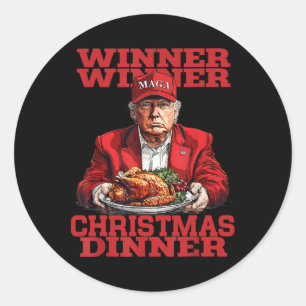 Winner Chritsmas Dinner Santa Trump Xmas Thanksgiv Classic Round Sticker