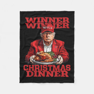 Winner Chritsmas Dinner Santa Trump Xmas Thanksgiv Fleece Blanket