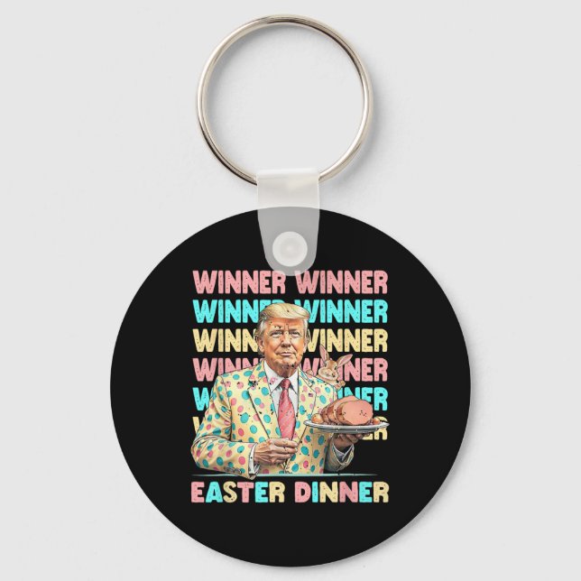 Winner Easter Dinner Days Trumps Bunny Rabbit Resu Keychain (Front)