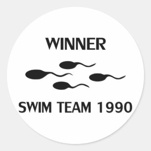 winner swim team 1990 icon classic round sticker
