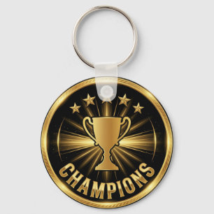 Winner Trophy Gold Crest Keychain