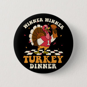 Winner Turkey Dinner Football Autumn Fall Thanksgi 2 Inch Round Button