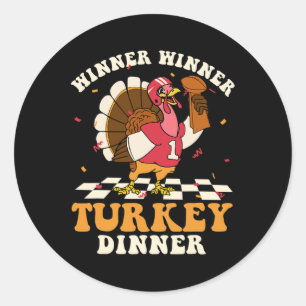 Winner Turkey Dinner Football Autumn Fall Thanksgi Classic Round Sticker