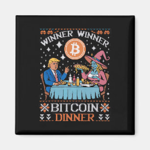 Winner Winner Bitcoin Dinner Ugly Trump Xmas Sweat Magnet