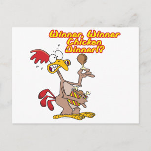 winner winner chicken dinner irony humour postcard