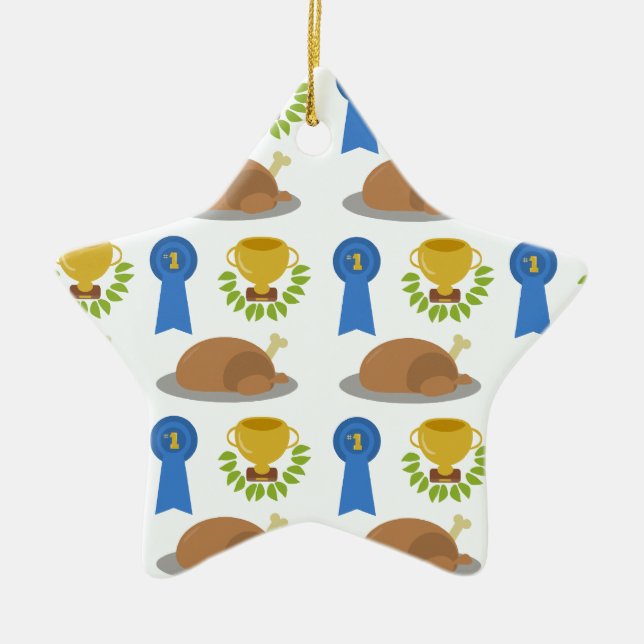 Winner Winner Chicken Dinner Pattern Ceramic Ornament (Front)