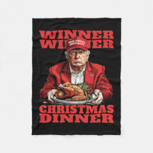 Winner Winner Christmas Dinner Funny Trump Xmas Sa Fleece Blanket