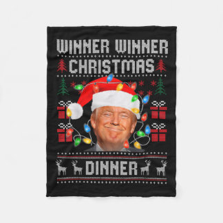 Winner Winner Christmas Dinner Santa Trump Ugly Sw Fleece Blanket