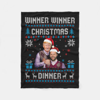 Winner Winner Christmas Dinner Santa Trump Ugly Sw Fleece Blanket