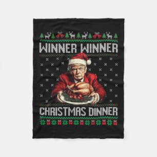 Winner Winner Christmas Dinner Santa Trump Ugly Sw Fleece Blanket