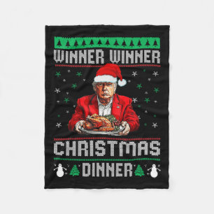 Winner Winner Christmas Dinner Santa Trump Ugly Sw Fleece Blanket