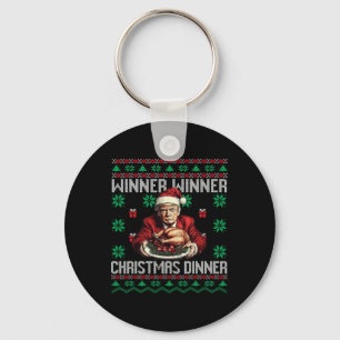 Winner Winner Christmas Dinner Santa Trump Ugly Sw Keychain
