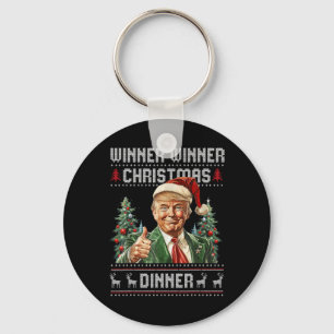 Winner Winner Christmas Dinner Santa Trump Ugly Sw Keychain