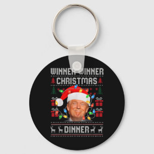 Winner Winner Christmas Dinner Santa Trump Ugly Sw Keychain