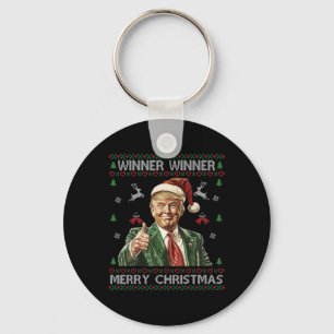 Winner Winner Merry Christmas Trump Santa Ugly Swe Keychain