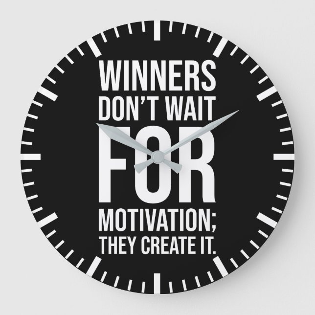 Winners Create Motivation - Hustle Success Grind Large Clock (Front)