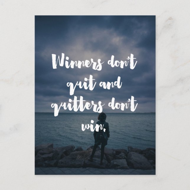 Winners Don't Quit Quote Postcard (Front)