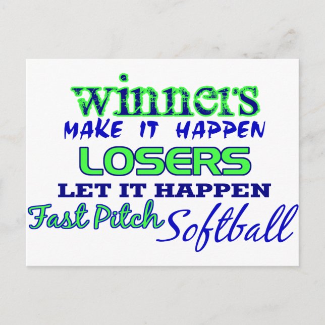 Winners....Fast Pitch Softball Postcard (Front)
