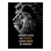 Winners focus on Winning Lion Motivational Quote