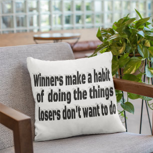 Winners Habits Motivational Quote  Throw Pillow