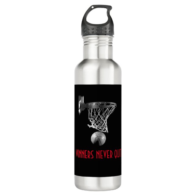Winners Never Quit Basketball 710 Ml Water Bottle (Front)