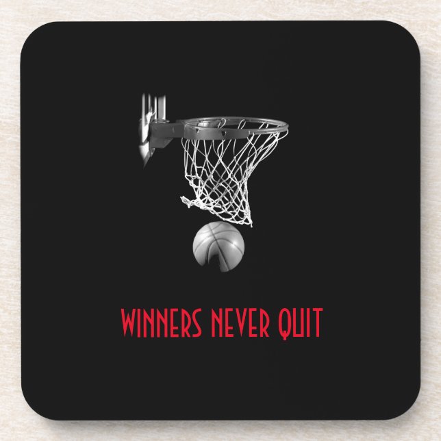 Winners Never Quit Basketball Coaster (Front)