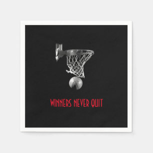 Winners Never Quit Basketball Napkin