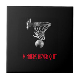 Winners Never Quit Basketball Tile
