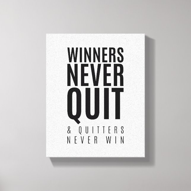Winners Never Quit | Motivational Wall Art Canvas (Front)