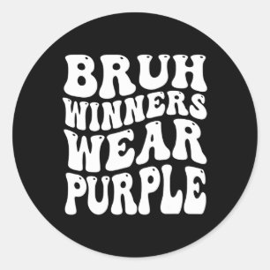 Winners Wear Purple Team Sports Day Game Spirit We Classic Round Sticker