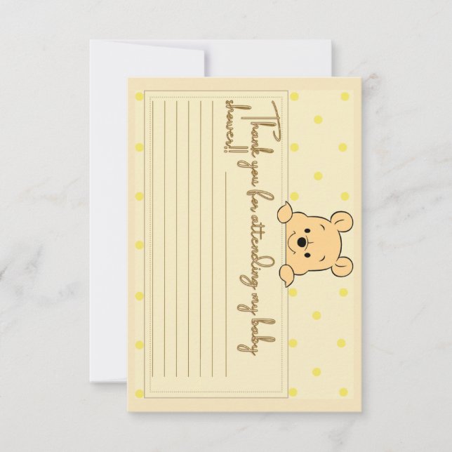 Winnie Le Carte de remerciements Baby shower Pooh (Devant)