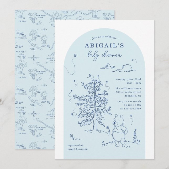 Winnie the Pooh 100 Acre Wood Boy Baby Shower Invitation (Front/Back)