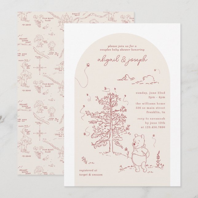 Winnie the Pooh 100 Acre Wood Couples Baby Shower Invitation (Front/Back)