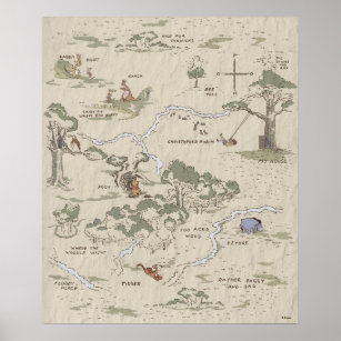 Winnie the Pooh   100 Acre Wood Map Poster