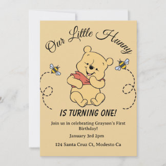 Winnie the Pooh 1st birthday invitation 