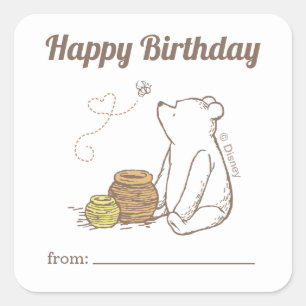 Winnie the Pooh   A Gift From - Birthday Square Sticker