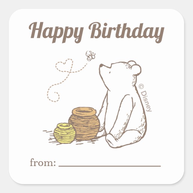 Winnie the Pooh | A Gift From - Birthday Square Sticker (Front)