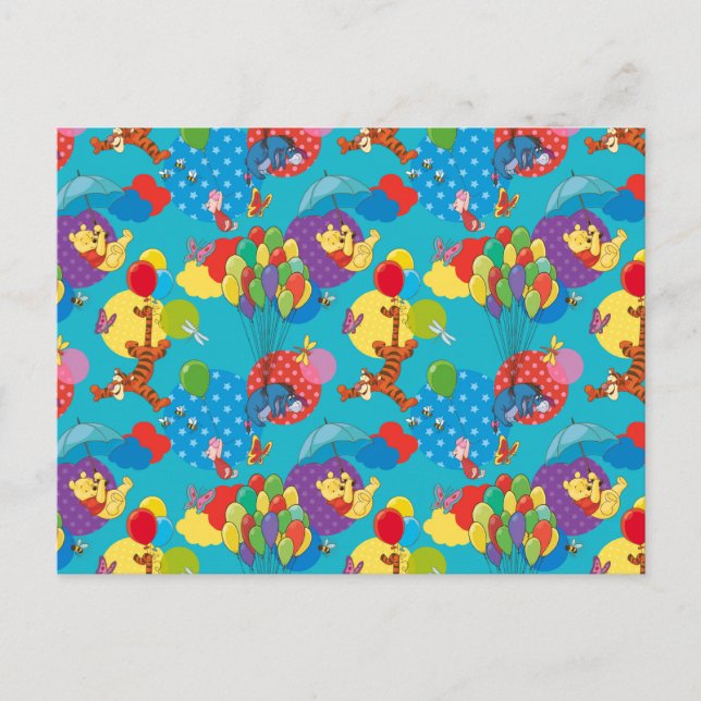Winnie the Pooh | Among the Balloons Pattern Postcard (Front)