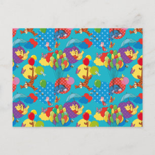 Winnie the Pooh Among the Balloons Pattern Postcard